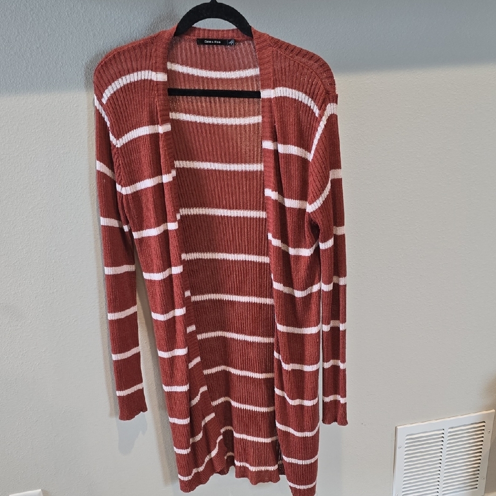 Doe & Rae Rust and White Striped Cardigan - Picture 5 of 6